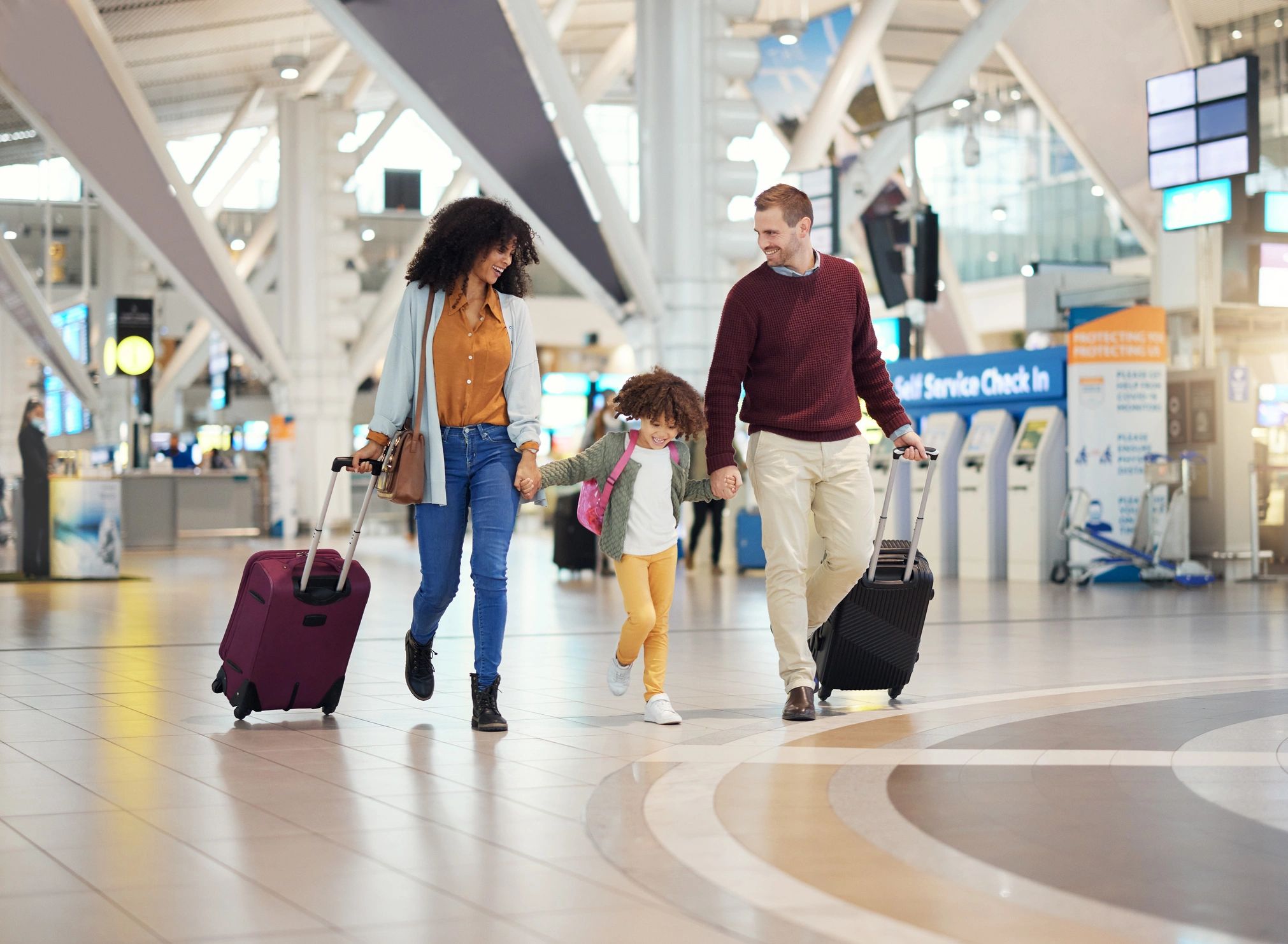 family hiking outdoors